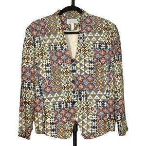 Adrianna Papell Colorful Silk Blouse, Size L, Made in Korea